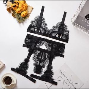 Black Three Piece Lingerie Set